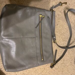 FOSSIL Gray Leather Crossbody Bag